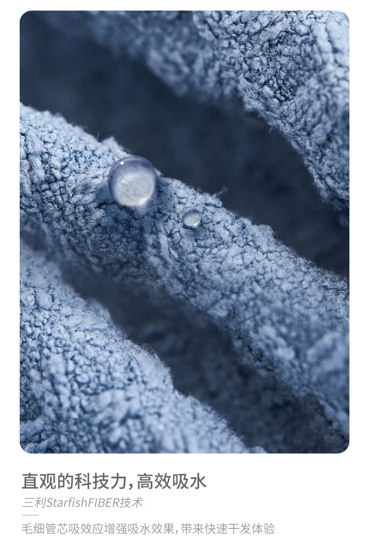 三利小方格吸水速干帽 华夫格抑菌干发帽 单条装 H040
