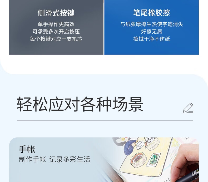 百乐（PILOT） 中性笔三色按动可擦笔多功能中性笔0.5黑CA.LKFBS-60EF-B-ZH单只装