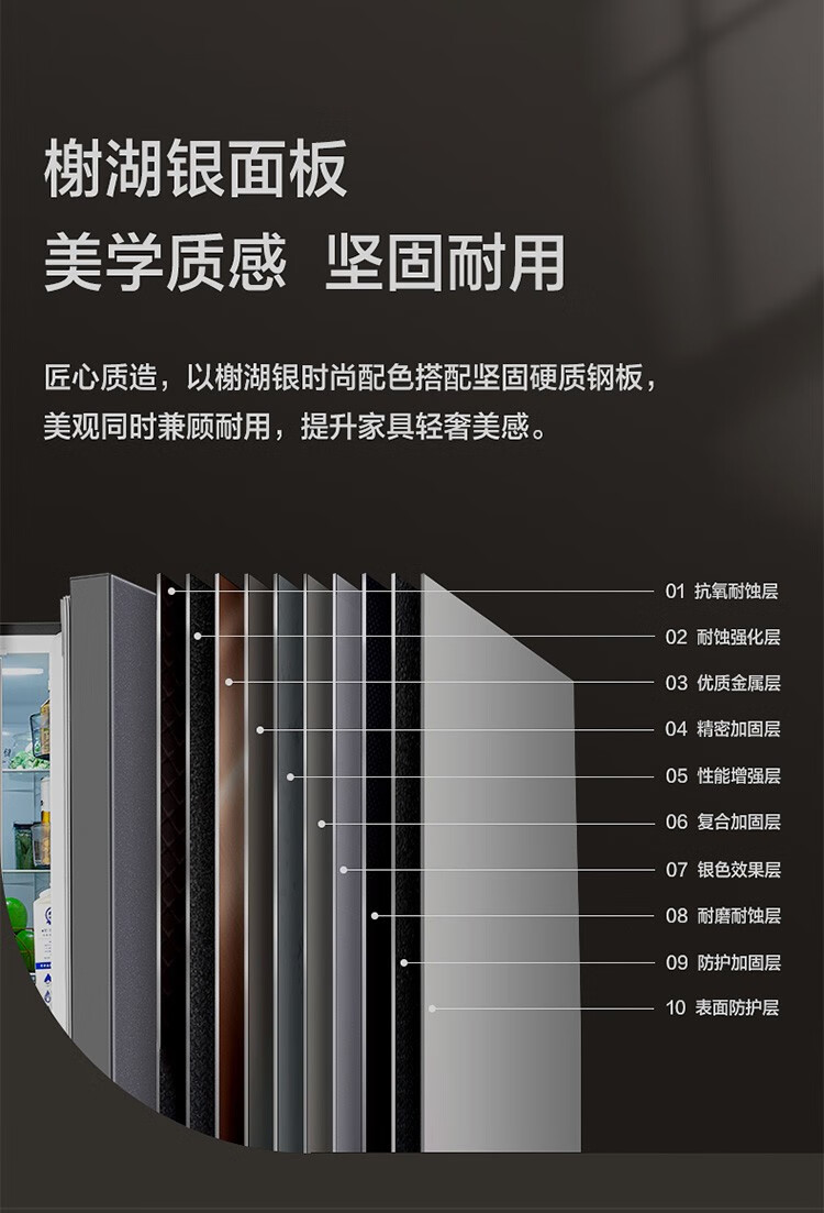Midea186升两门小冰箱风冷无霜 家用双开门电冰箱 铂金净味 智能控温 BCD-186WMA 榭湖银