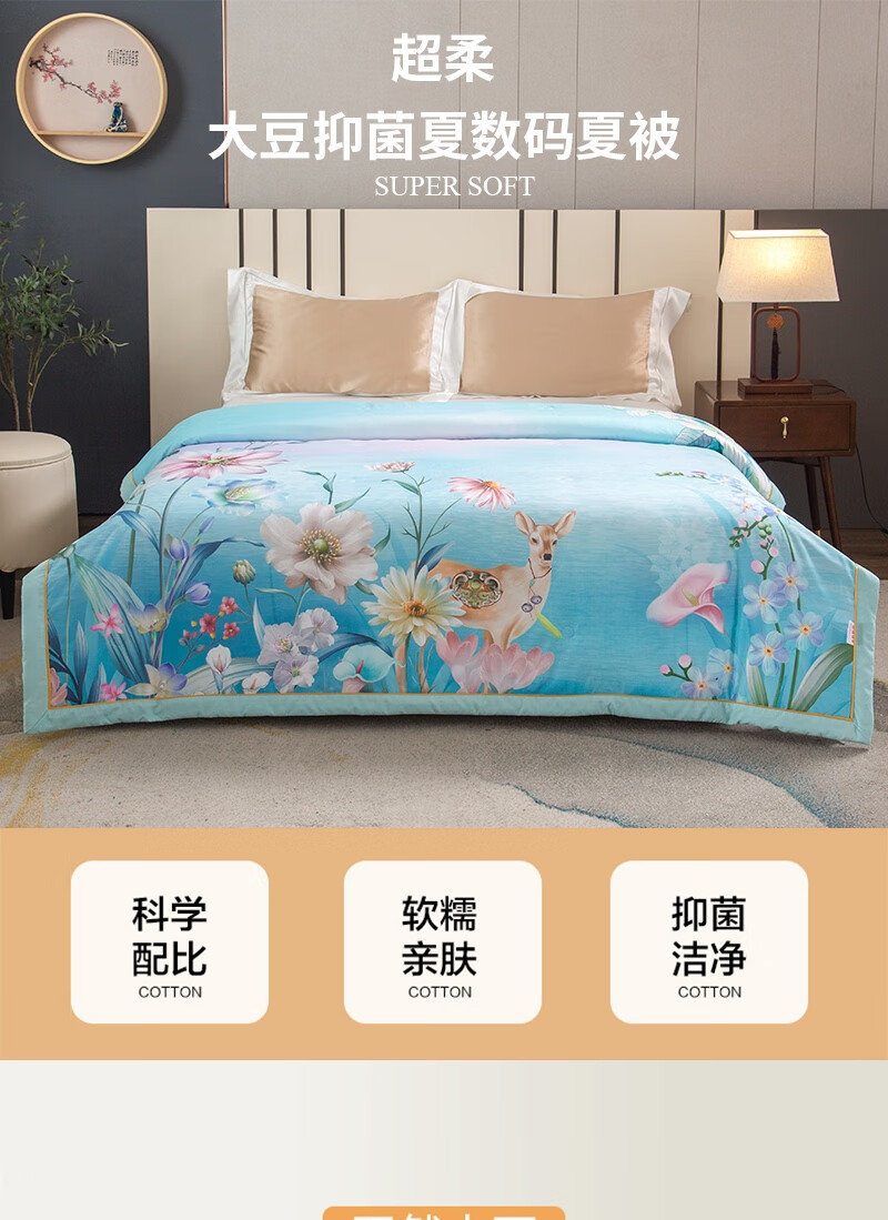 乔德家纺（JOES HOME）超柔大豆抑菌数码夏被 200*230cm JDXB220218