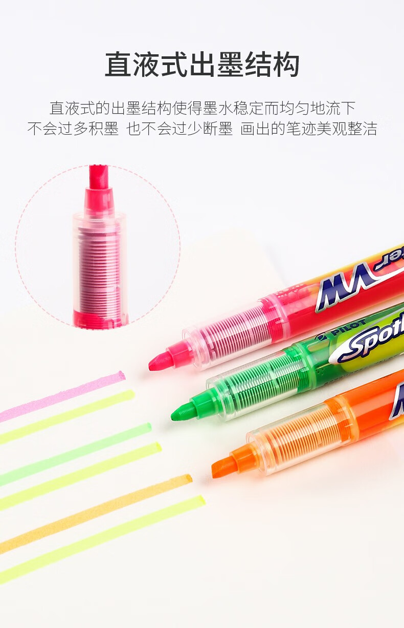 百乐（PILOT）双头记号笔直液式荧光笔3mm粉黄/橙SVW-15SL-YO(EX)单只装