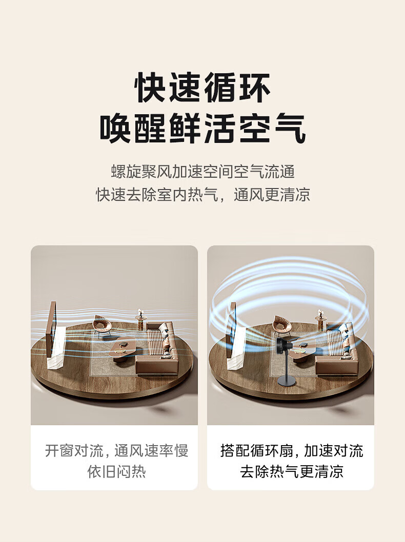 Midea空气循环落地扇 FGA24UR台立两用迷你小巧遥控远距送风轻音低噪驱蚊香薰