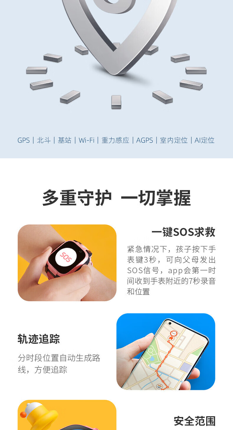 小寻 儿童电话手表视频通话4G全网通智能定位 P6S-粉