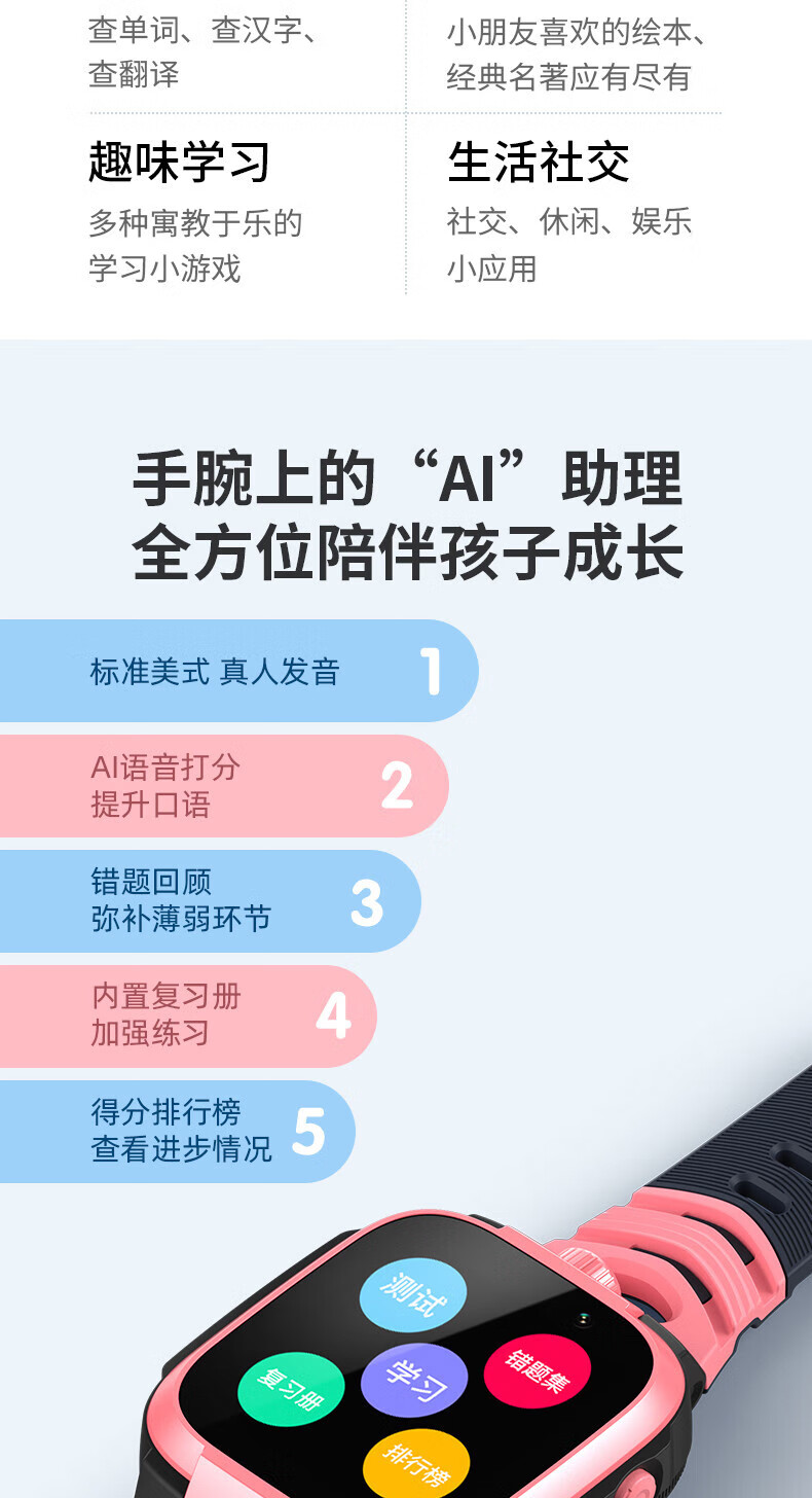 小寻 儿童电话手表视频通话4G全网通智能定位 P6S-粉