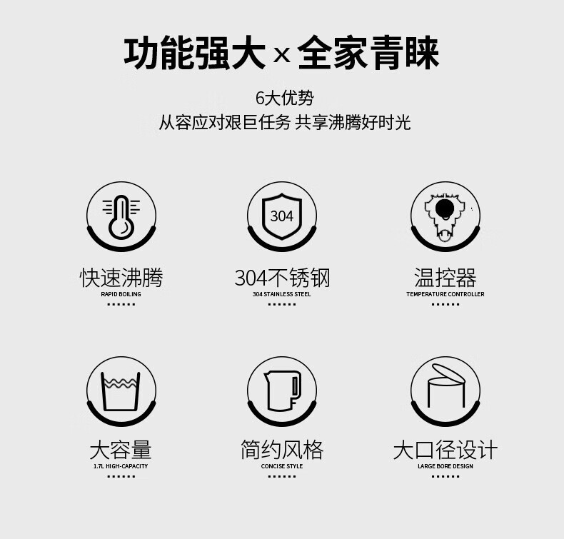 利仁（Liven）电水壶热水壶烧水壶1.8L大容量双层防烫304不锈钢无缝全钢智能断电 LPSH-79