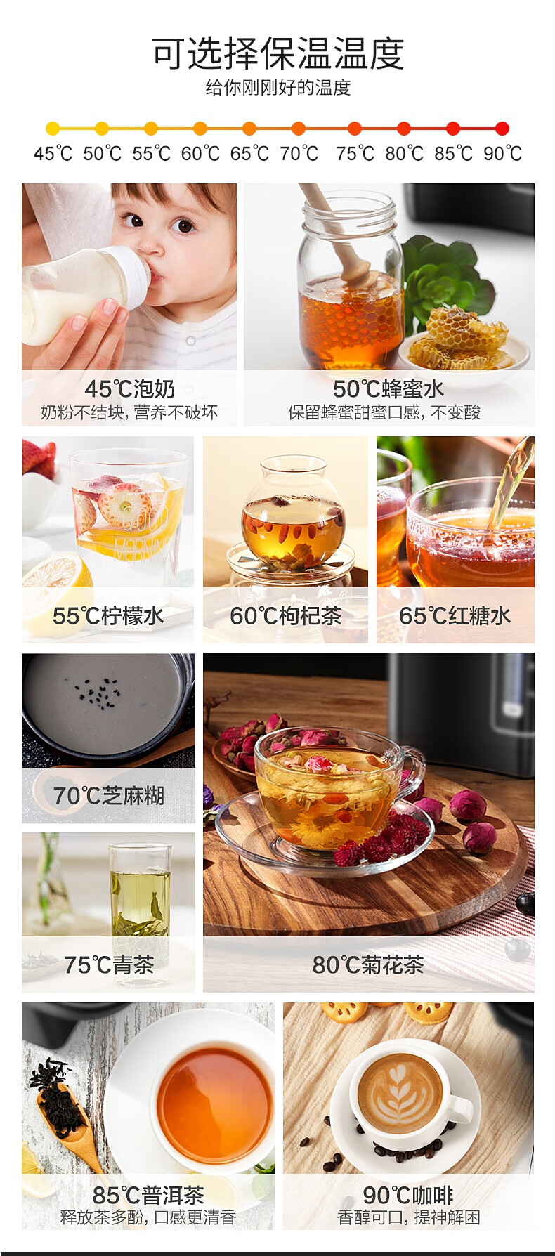 Midea美的电热水瓶 304不锈钢热水壶5L电水壶多段温控烧水自动出水热水壶PF709-50T