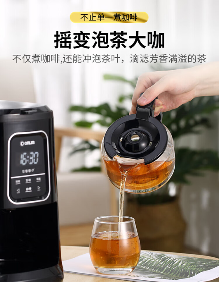 DonLim咖啡机 咖啡机家用 豆粉两用 浓度可选 磨豆机 办公室咖啡壶 咖啡机全自动 DL-KF1061