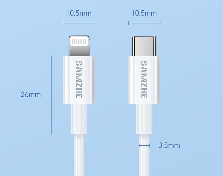 SAMZHE 山泽认证苹果快充PD20W通用iPhone13/12Pro/11手机iPadUSB-C充电器快充线1米CLM10