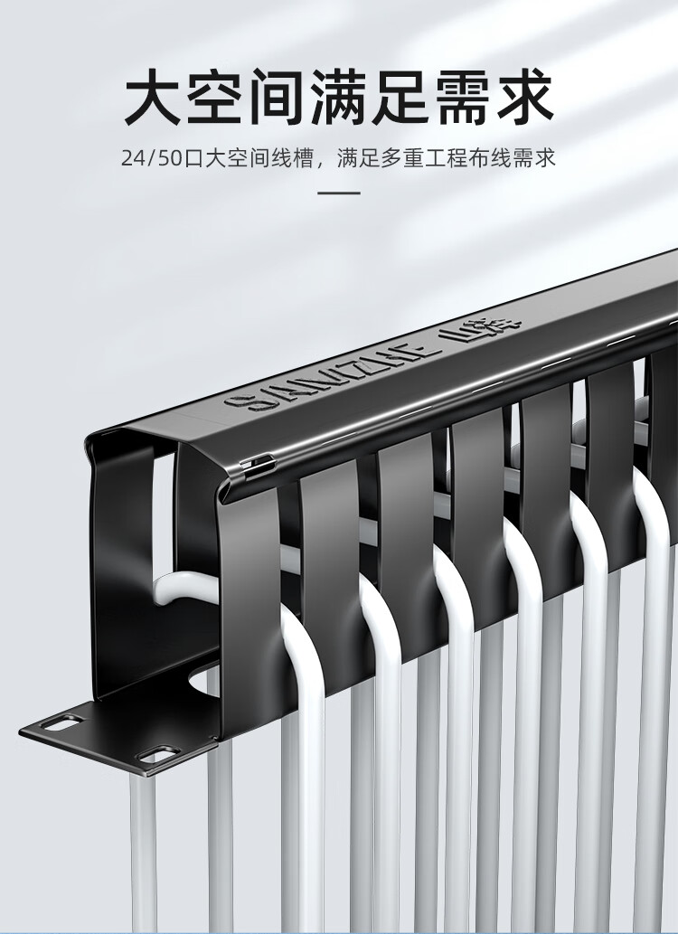 SAMZHE山泽 WAN-11理线架12档24口 工程级加厚型机柜网络理线架线缆管理器 19寸（19寸）