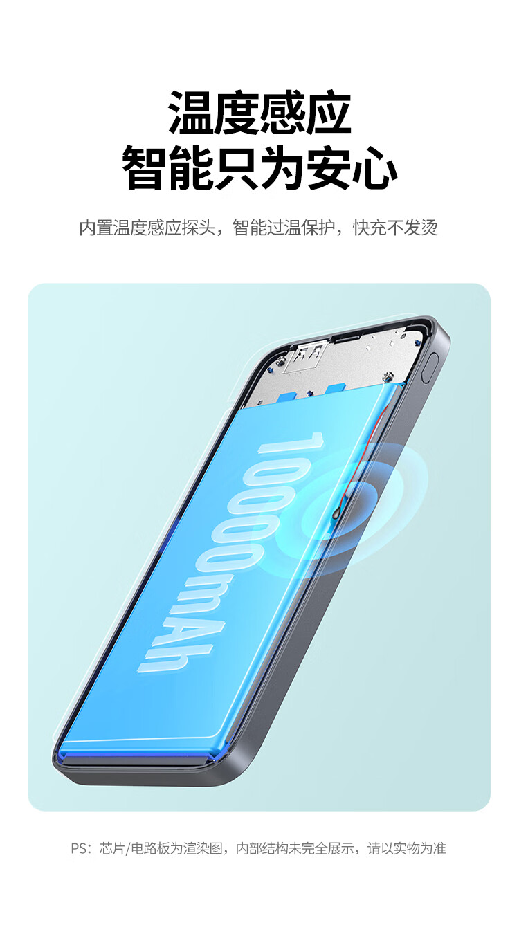 绿联（UGREEN）充电宝快充10000毫安时 苹果PD20W快充华为22.5W 轻薄便携\-浅雾灰60689
