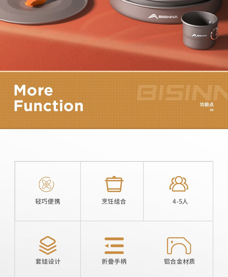 北山狼（BSWolf）户外套锅露营炊具烧水壶卡式炉便携套野餐装备用品 2.7L汤锅