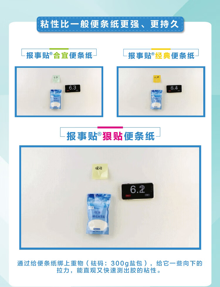 3M 狠贴系列便利贴 便条纸/报事贴/便签纸/便签本 办公用品 4本/套 6套装 654SM1 混色