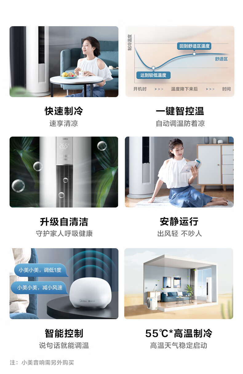 Midea KFR-51LW/N8MJA3 美的新能效变频冷暖空调 强劲除湿 2匹客厅立式柜机智行II