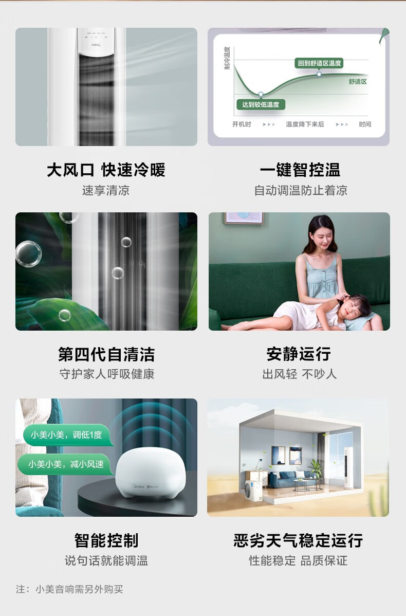 Midea 空调柜机3匹 新能效智能变频冷暖 圆柱空调 立柜式 美的客厅空调立式大风口风酷KFR-72LW/N8MJC3