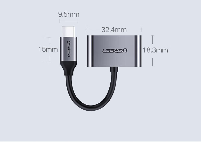 绿联（UGREEN）CM193 Type-C耳机转接头3.5mm音频口转接线 转换器 Type-C转3.5mm音频+Type-C母磁吸款50981