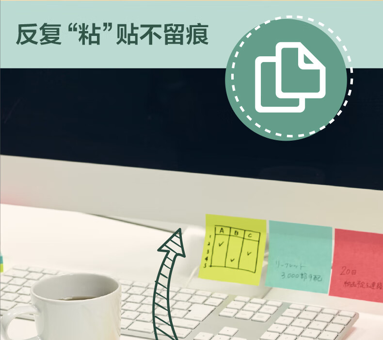 3M 色彩故事系列便利贴 便条纸/报事贴/便签纸/便签本 办公用品 6包装 654SS-4SS-MC-3 缤纷花卉