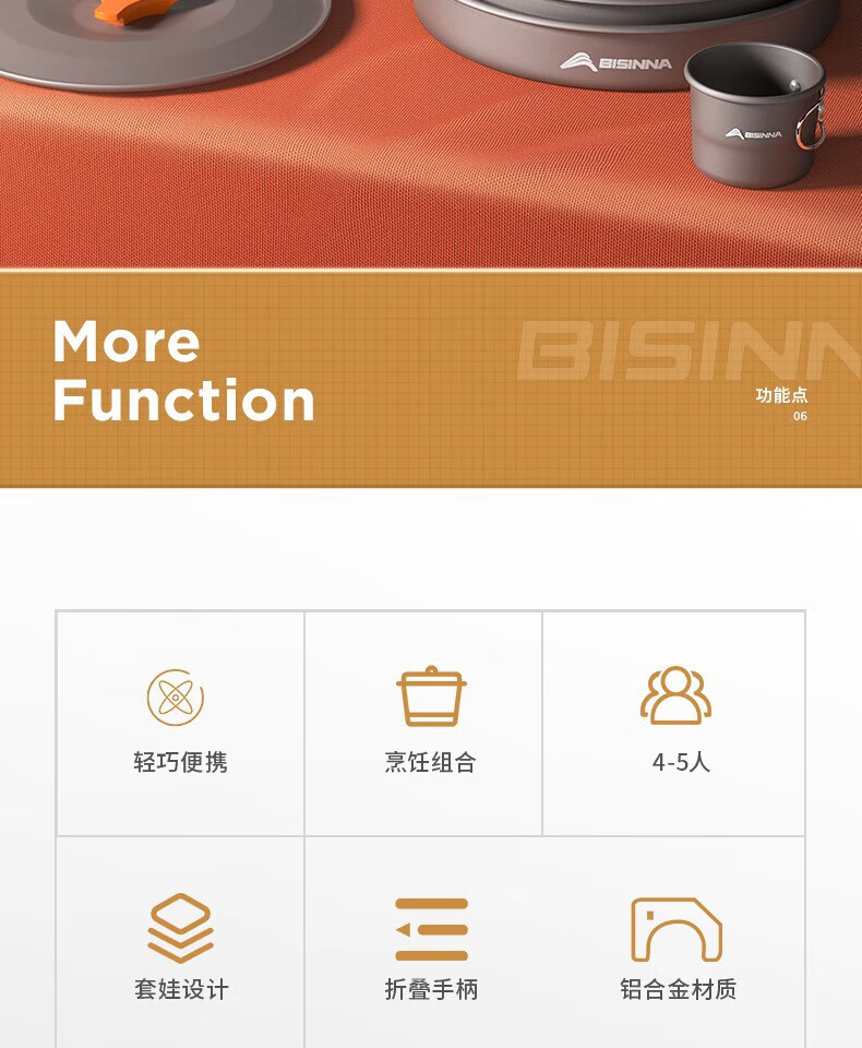 北山狼（BSWolf）户外套锅锅具露营炊具烧水壶便携装备野外野营锅 B3套锅