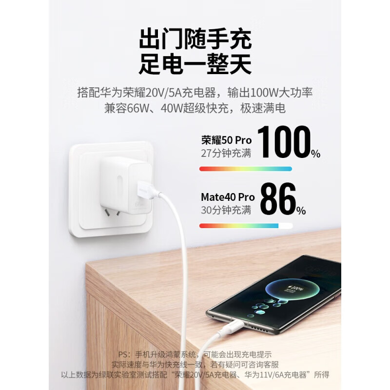 绿联（UGREEN）type-c数据线6a安卓tpc充电线66w弯头加长充电器通用华为6a超快 US302 2m 60776