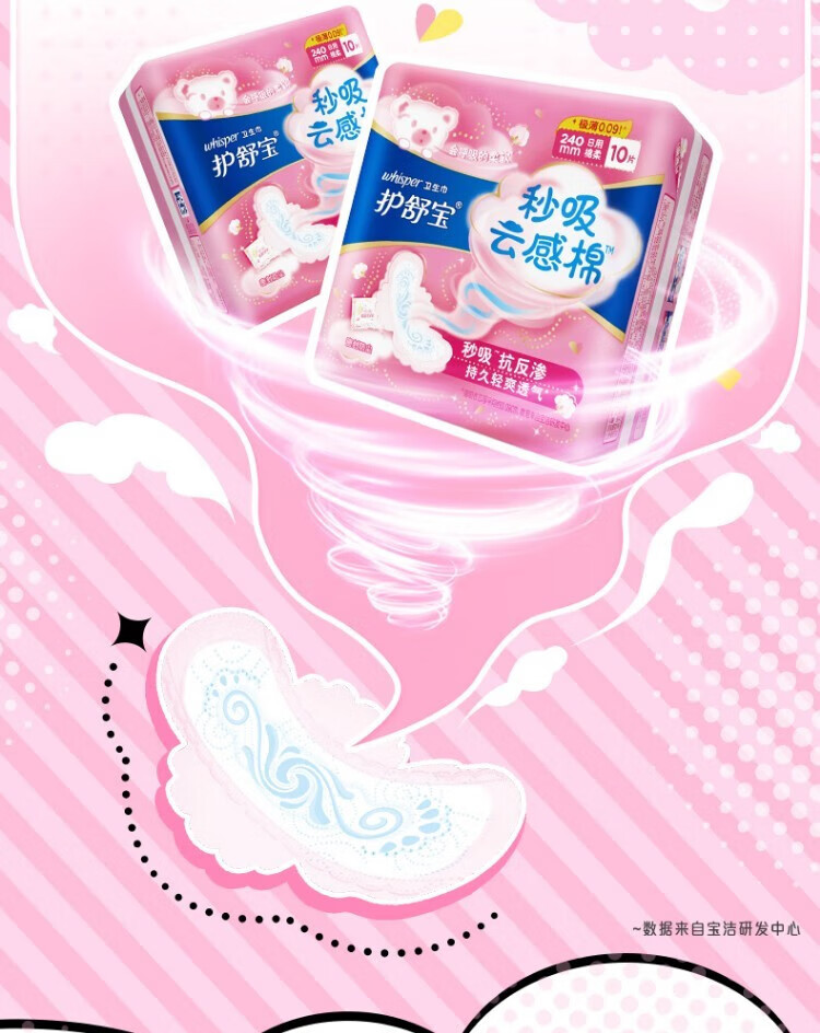 护舒宝卫生巾云感棉极薄日用秒吸云感棉极薄240mm30片