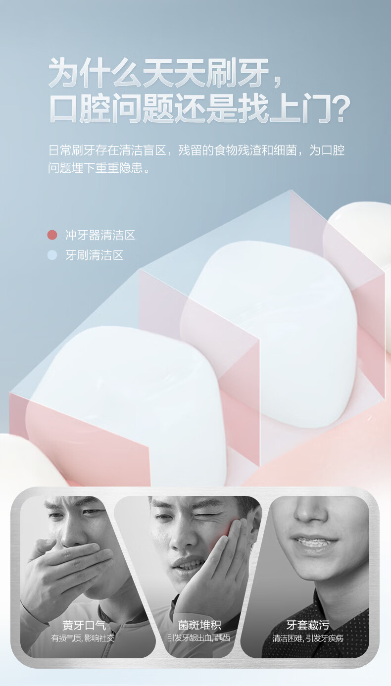 素士(SOOCAS)立式冲牙器G1星云蓝 高频脉冲 水牙线 洗牙器 家用超大水箱洁牙器