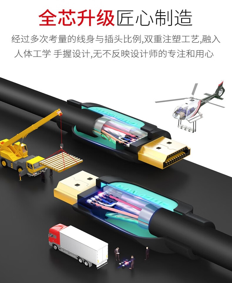 SAMZHE 山泽HDMI线数字高清线15米3D视频线笔记本接显示器投影仪机顶HDMI【黑黄】10米8100HD