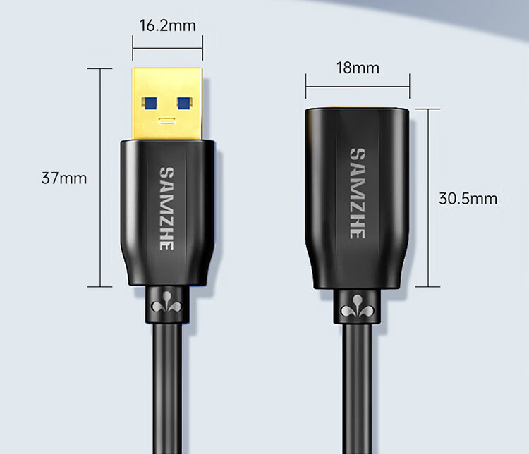 SAMZHE 山泽USB延长线usb3.0高速传输数据线公对母AM/AFU盘鼠标键盘加长线蓝色5米UK-650