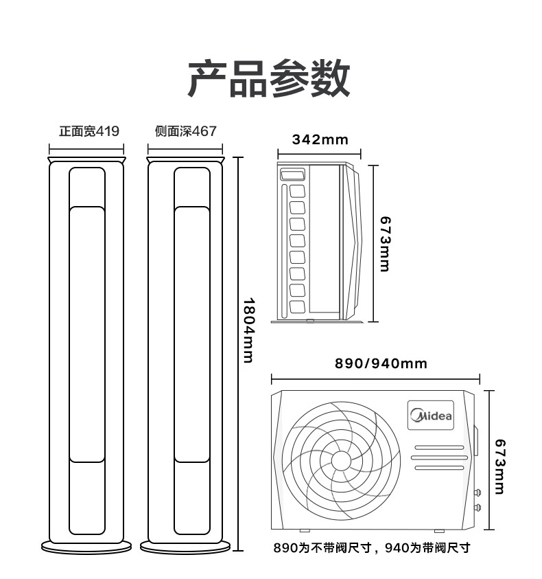 Midea3匹新风空调新风量210?/h焕新风新一级变频冷暖客厅立式柜机 KFR-72LW/N8MKA1A