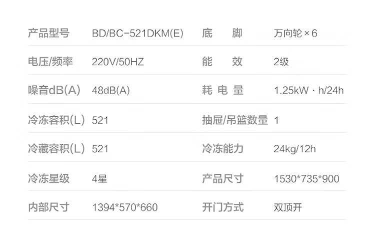 Midea521升 五面制冷商用大容积卧式单温囤货大冰柜 冷藏冷冻转换变温冷柜 BD/BC-521DKM(E)