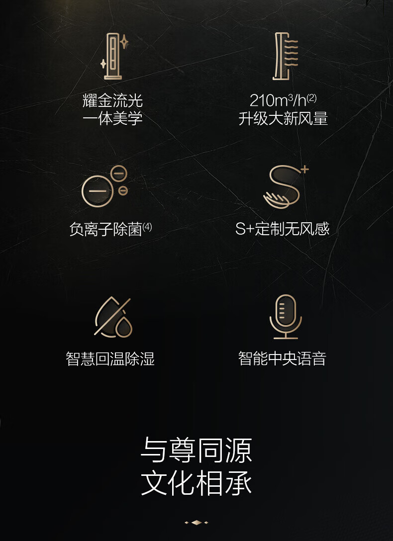 Midea3匹风语者2代 无风感 新风空调圆柱变频立式客厅中国尊柜机 智能家电 KFR-72LW/BP3DN8Y-YK100(1)