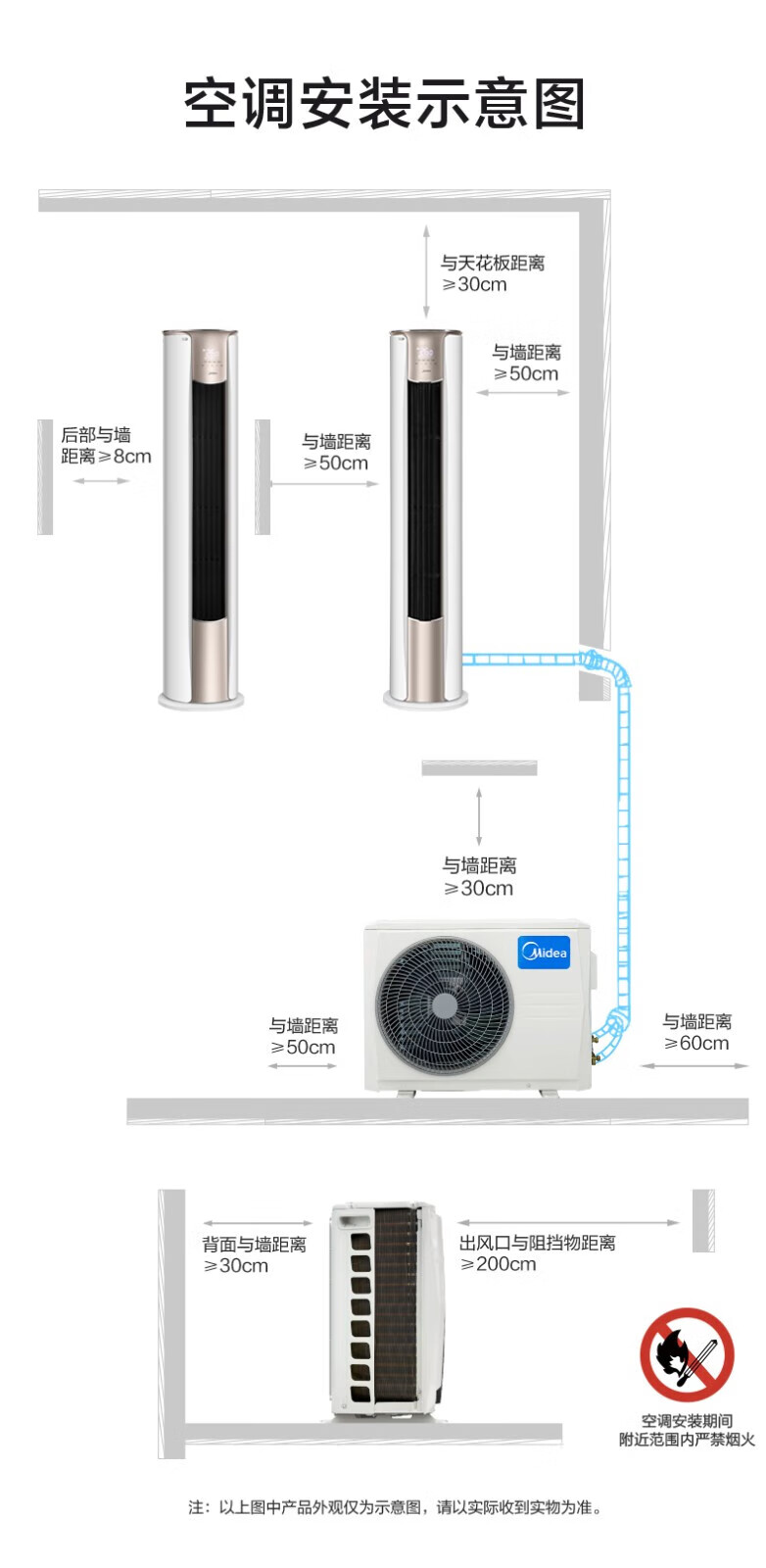 Midea 2匹/3匹 新一级能效 变频冷暖智能控温 高温除菌 客厅圆柜式空调立式柜机 锐静 KFR-72LW/N8VHC1