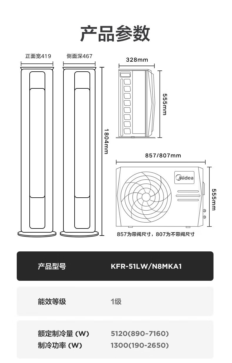 Midea3匹新风空调新风量210?/h焕新风新一级变频冷暖客厅立式柜机 3匹新风KFR-72LW/N8MKA1A