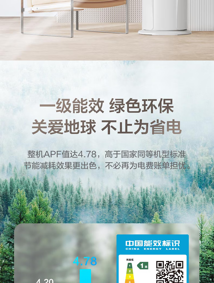 Midea3匹新风空调新风量210?/h焕新风新一级变频冷暖客厅立式柜机 3匹新风KFR-72LW/N8MKA1A
