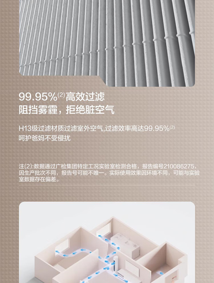Midea3匹新风空调新风量210?/h焕新风新一级变频冷暖客厅立式柜机 3匹新风KFR-72LW/N8MKA1A