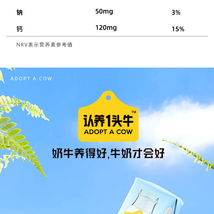 认养一头牛 纯牛奶 员工福利 企业内购 全脂纯牛奶250ml*12盒*2提