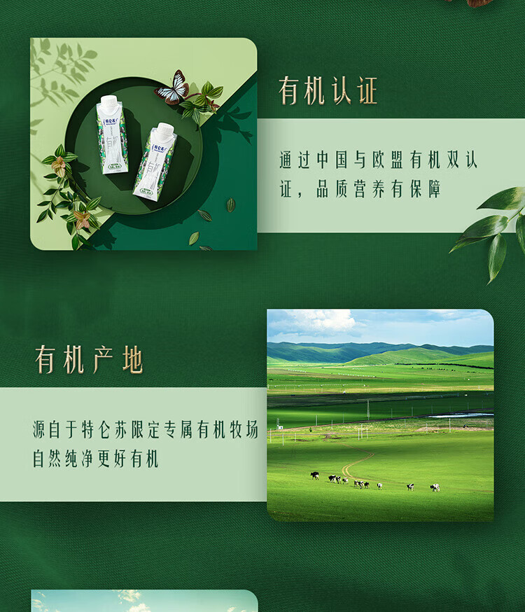 蒙牛 营养早餐  特仑苏  有机纯牛奶梦幻盖250ml*10