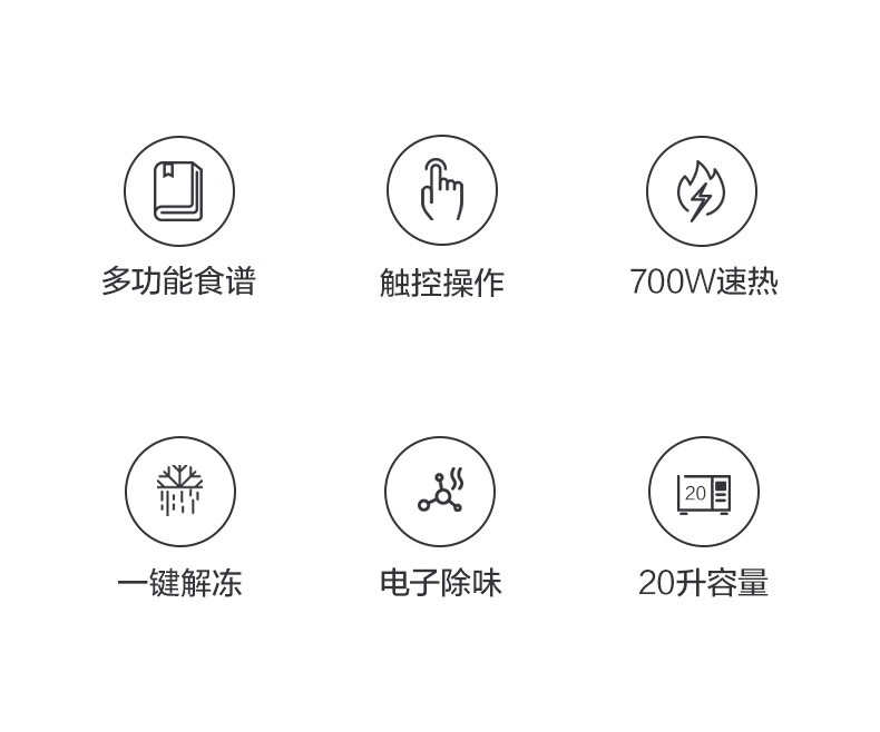 Midea美的快捷微波炉 微电脑操控 智能蒸煮菜单 20升转盘加热PM2003