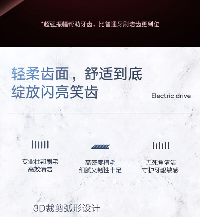 Midea电动牙刷7级防水成人家用情侣套装多种洁牙模式无线充电全自动震动续航60天白色MC-AJ0501