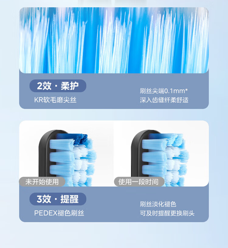 Midea电动牙刷成人 声波震动 180天长续航 智能换区提醒 软毛刷头*2 M1天幕黑