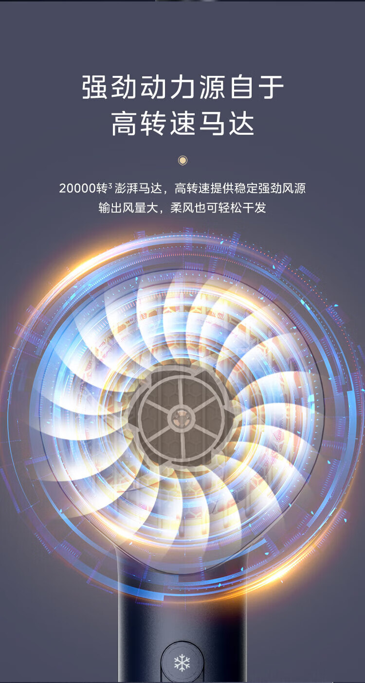 Midea千万负离子电吹风 大功率 家用速干柔顺护发吹风筒 电吹风机 节日礼物 MB-AJ0503星夜蓝
