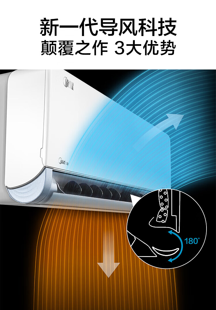 Midea旋耀1.5匹 新一级能效 智能家电 变频冷暖壁挂式空调 180°旋转风道 KFR-35GW/N8MXA1