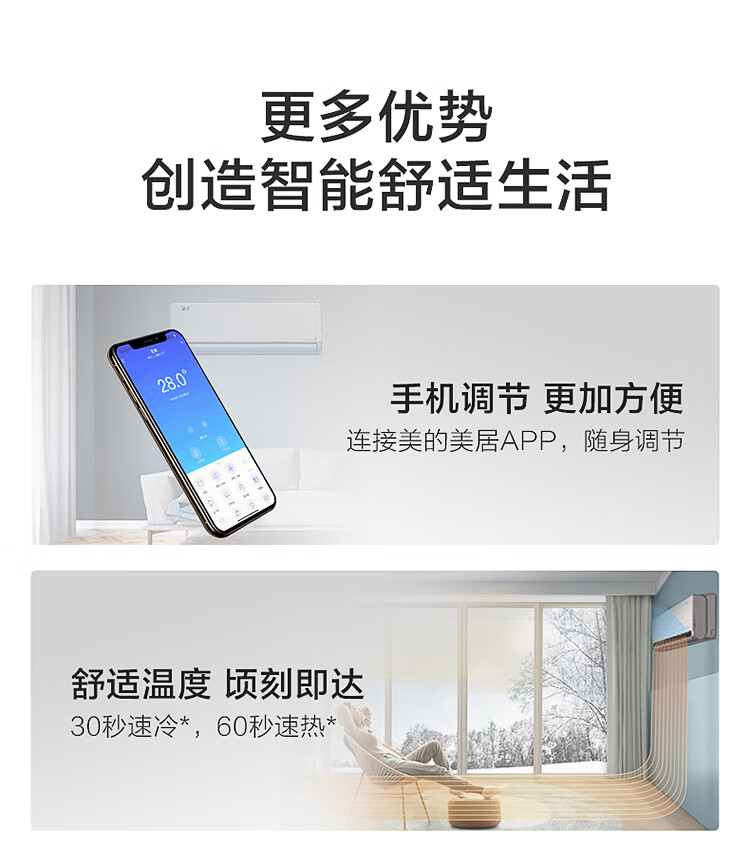 Midea旋耀1.5匹 新一级能效 智能家电 变频冷暖壁挂式空调 180°旋转风道 KFR-35GW/N8MXA1