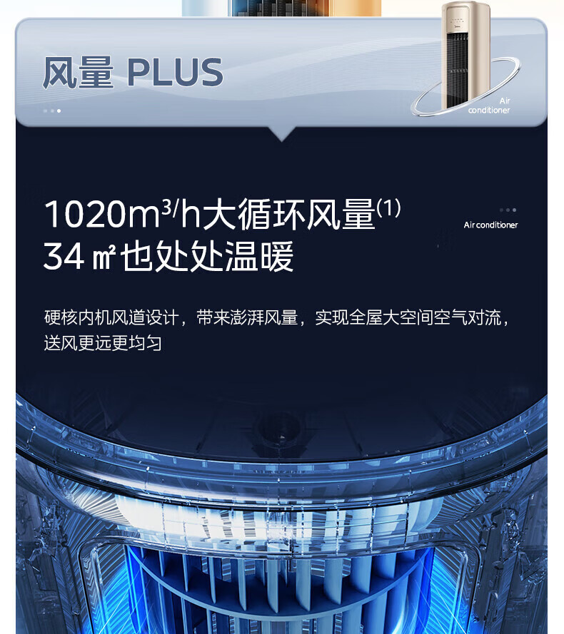 Midea2匹空调风尊 新一级能效 变频冷暖 客厅圆柱立式智能科技柜机 智能家电 KFR-51LW/N8MZB1