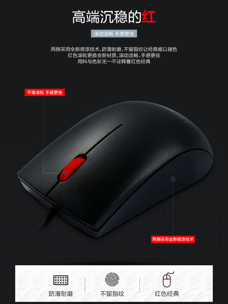 联想（Lenovo）有线鼠标 办公鼠标 联想大红点 有线鼠标 笔记本台式机鼠标 M120Pro