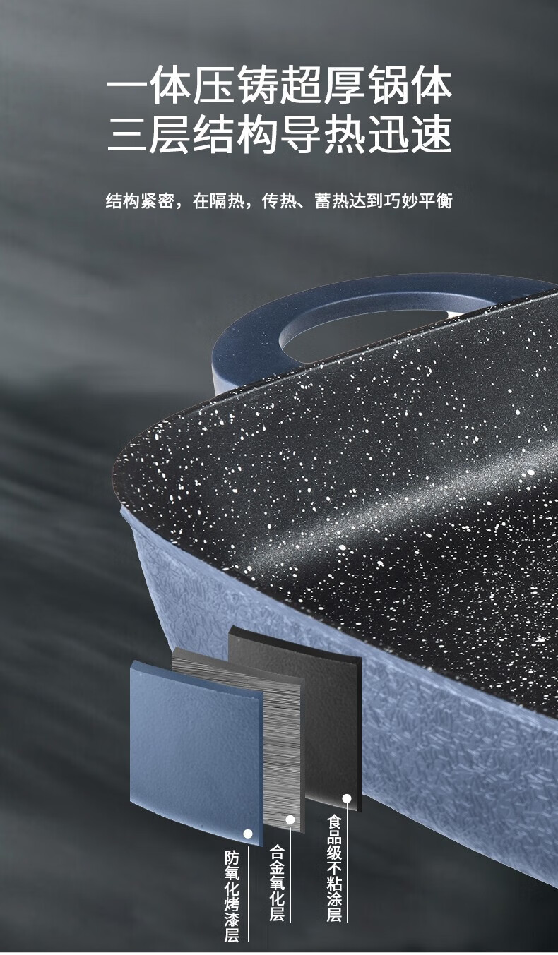 长虹（CHANGHONG）电火锅（蓝色方形）1350W大功率5档 旋钮控温 DHG-50T01