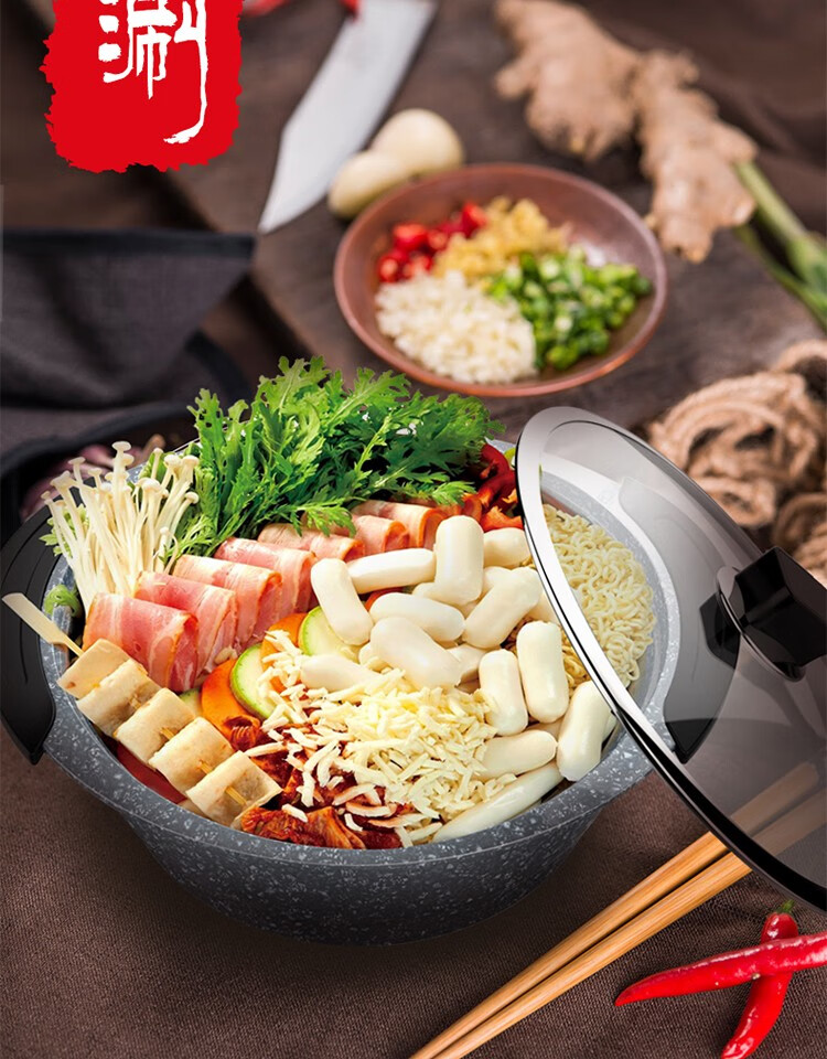 长虹（CHANGHONG）多用途锅电火锅铝合金+麦饭石涂层一体压铸成型无缝对接导热速度快 HGA21