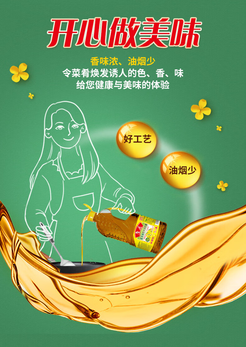 鲁花 食用油 低芥酸特香菜籽油5L