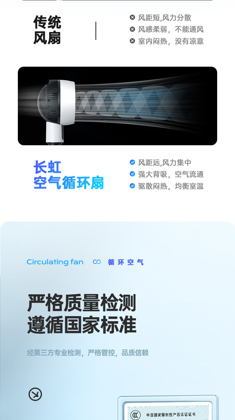 长虹（CHANGHONG）塔扇 家用电风扇空气循环扇电子左右摇头黑色 CFS-1921RT