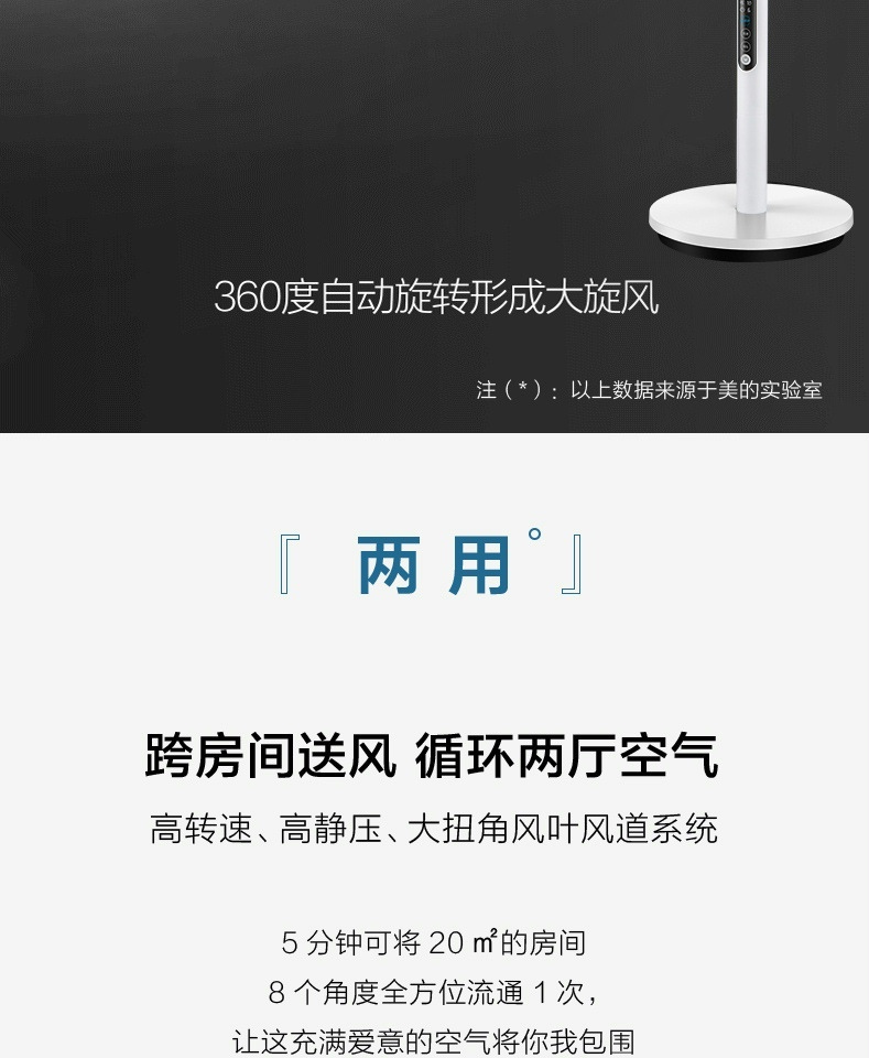 Midea 电风扇遥控空气循环落地定时节能家用客厅宿舍360度摇头直流变频低音远程强风 FGD18XCR