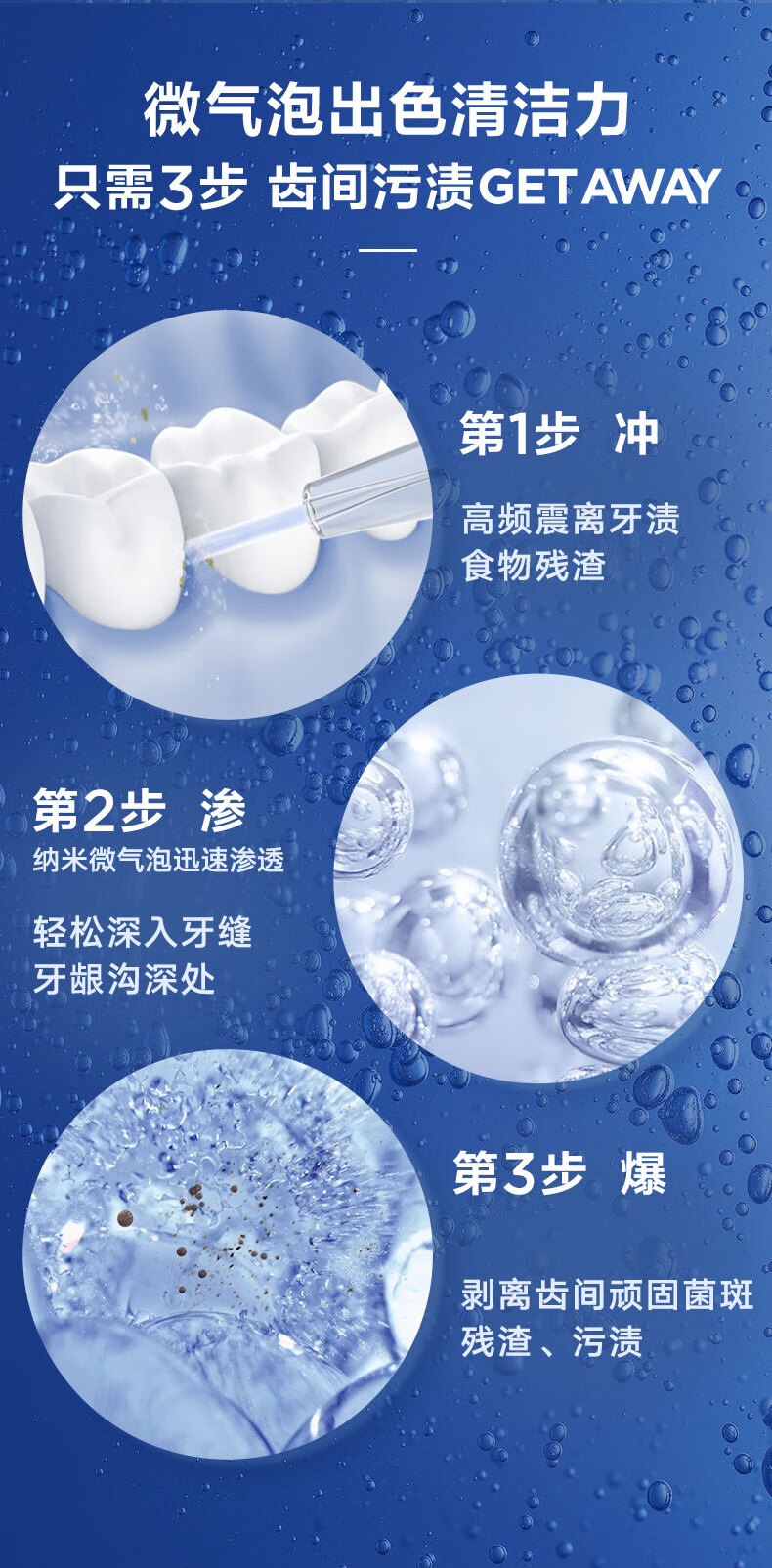 Midea冲牙器洗牙器水牙线洁牙器 家用纳米气泡智能可视洁牙仪MC-BZ0101