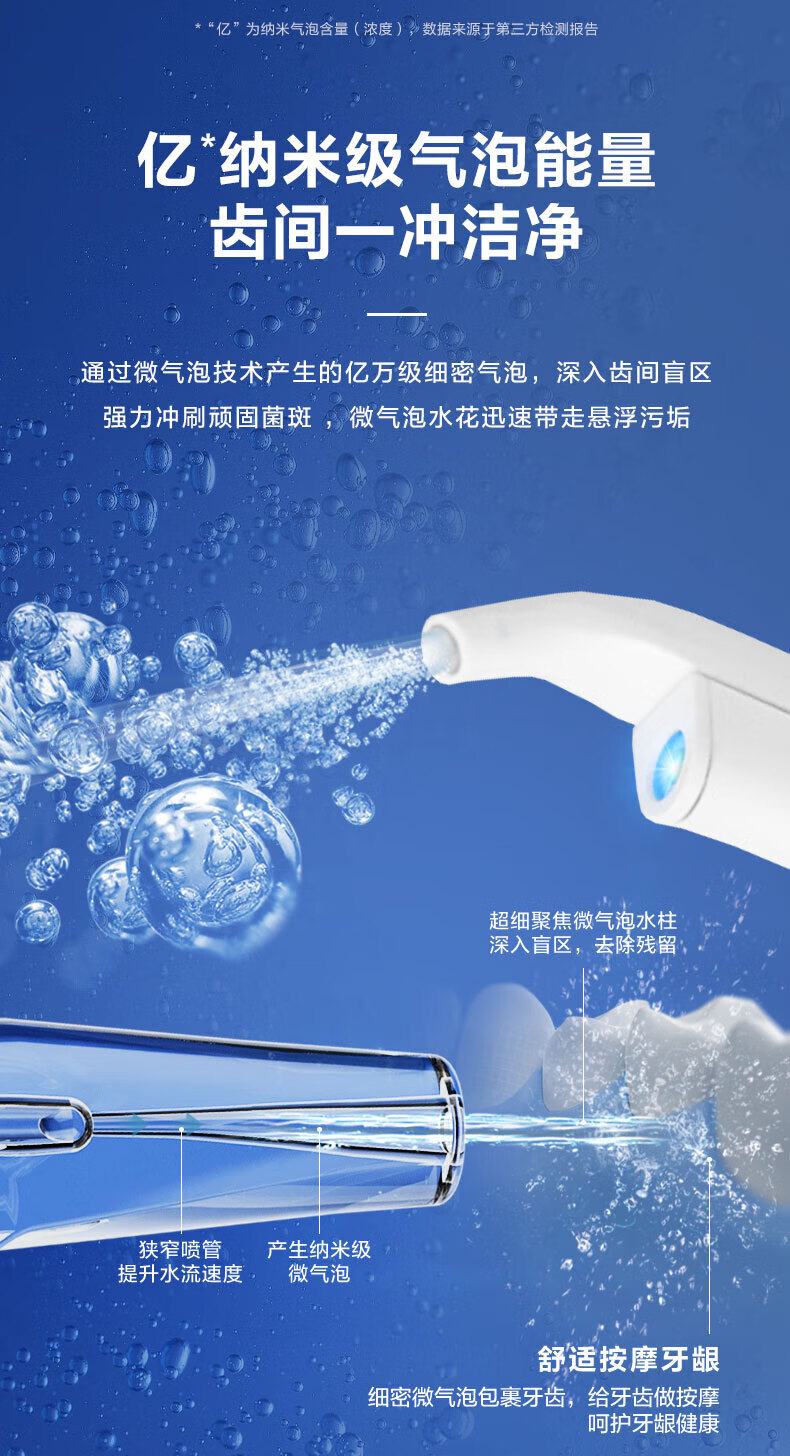 Midea冲牙器洗牙器水牙线洁牙器 家用纳米气泡智能可视洁牙仪MC-BZ0101